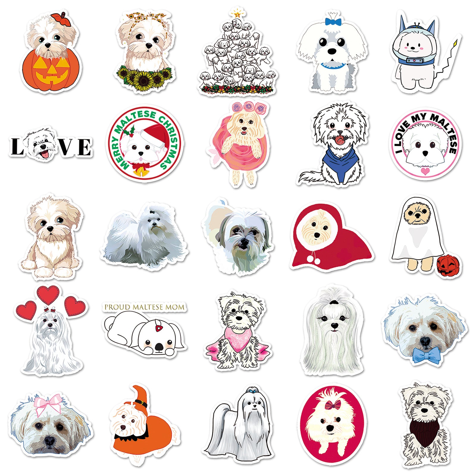 Wholesale 50pcs Little Dog Stickers Decoration Cute Style Cup Decor Sticker